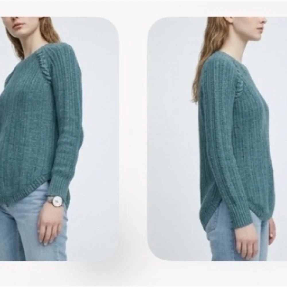 Pink Republic Teal Cable-Stitch Crewneck Sweater XS